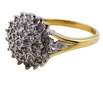 9ct Gold Diamond Cluster Ring size N